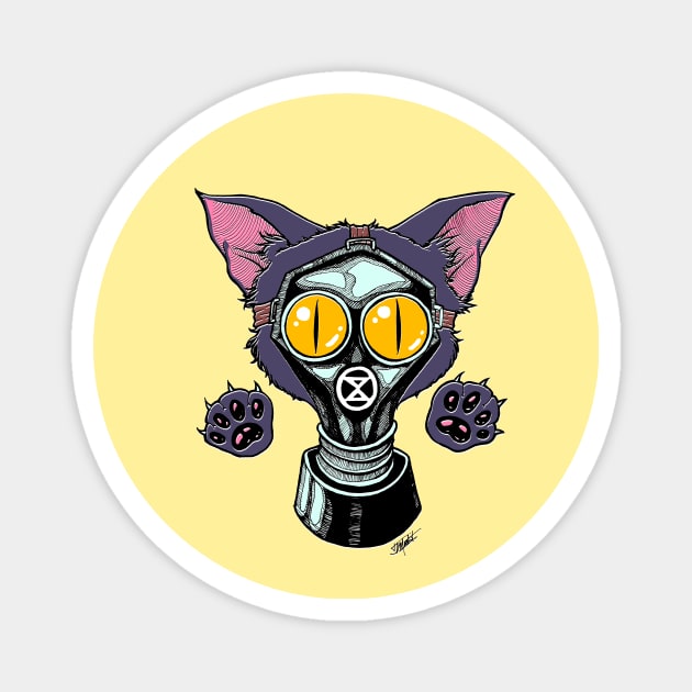 Gas Mask Kitty Magnet by Indi Martin